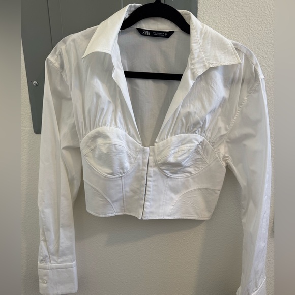 Zara Tops - Zara Elegant White Women's Crop Top